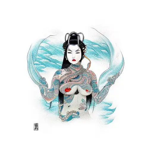 shibari siren underwater  tattoo design idea