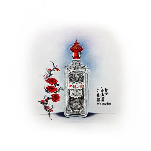 bottle of old luxury french perfume  Paris moulin rouge  tattoo design idea