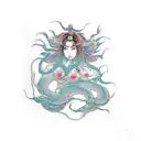 shibari siren underwater  tattoo design idea