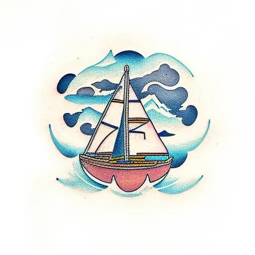 mountains and nautical tattoo design idea