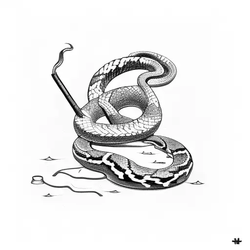 draw me a picture of a snake smoking a cigarette tattoo design idea