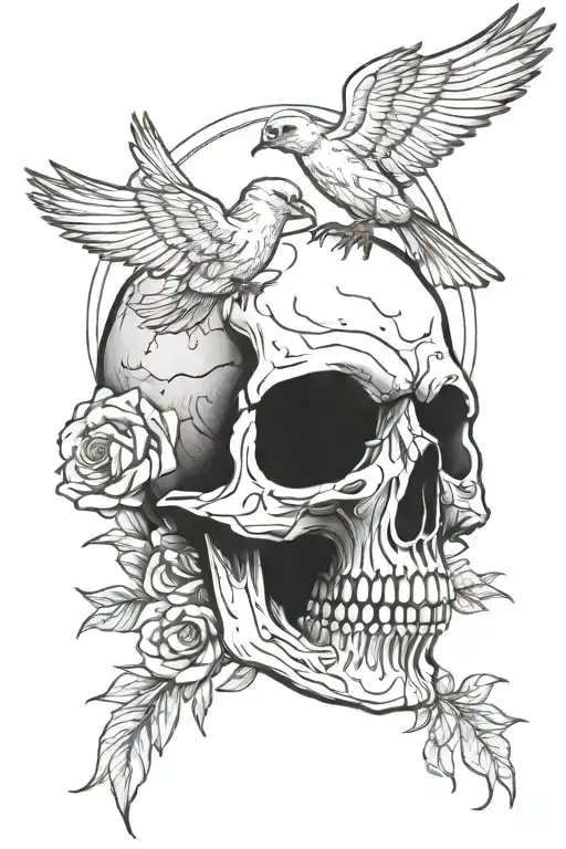 skull and a dove evil forearm tattoo design idea