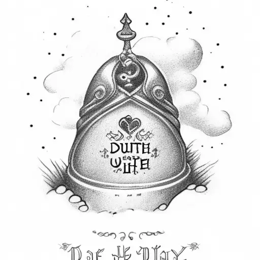 A small headstone with the words “Until Death” in a fancy font on a banner across the image.   tattoo design idea