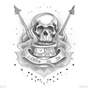 A small headstone with the words “Until Death” in a fancy font on a banner across the image.   tattoo design idea