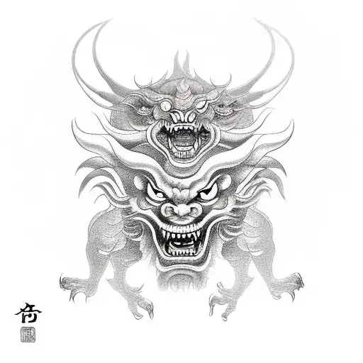 chinese demon tattoo design idea