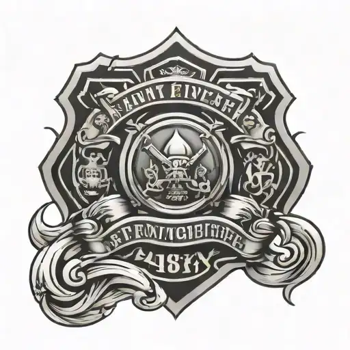army and firefighter emblem tattoo design idea