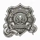 army and firefighter emblem tattoo design idea
