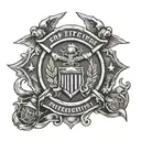 army and firefighter emblem tattoo design idea