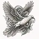 dove with feathers that breaks away and flies away tattoo design idea