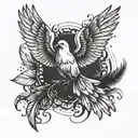 dove with feathers that breaks away and flies away tattoo design idea