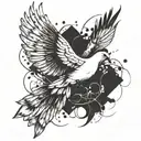 dove with feathers that breaks away and flies away tattoo design idea