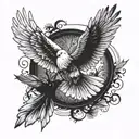 dove with feathers that breaks away and flies away tattoo design idea