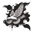 dove with several feathers flying into the air tattoo design idea