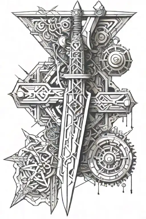 civil engineering sword tattoo design idea
