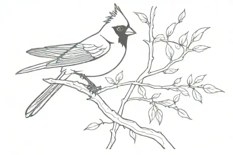 black  cardinal on a branch  tattoo design idea