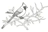 black  cardinal on a branch  tattoo design idea