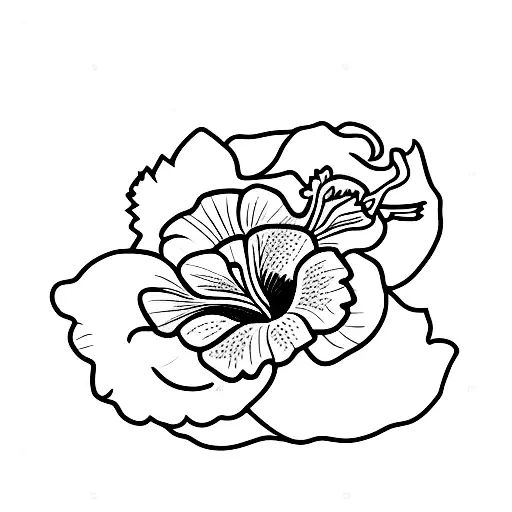 baby's breath and hibiscus  tattoo design idea