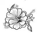 baby's breath and hibiscus  tattoo design idea