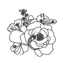 baby's breath and hibiscus  tattoo design idea
