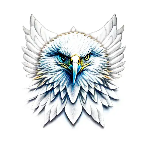 realistic eagle head with wings tattoo design idea