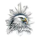 realistic eagle head with wings tattoo design idea