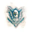 realistic eagle head with wings tattoo design idea