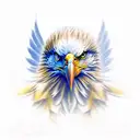 realistic eagle head with wings tattoo design idea