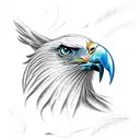 realistic eagle head with wings tattoo design idea