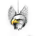 realistic eagle head with wings tattoo design idea