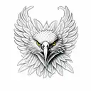 realistic eagle head with wings tattoo design idea