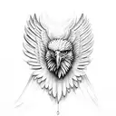 realistic eagle head with wings tattoo design idea