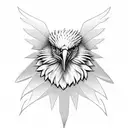 realistic eagle head with wings tattoo design idea