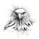realistic eagle head with wings tattoo design idea