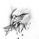 realistic eagle head with wings tattoo design idea