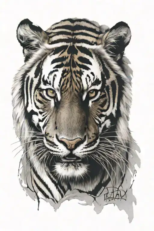Tiger face tattoo design idea