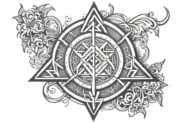 enochian power and protect rune symbolizing strength tattoo design idea