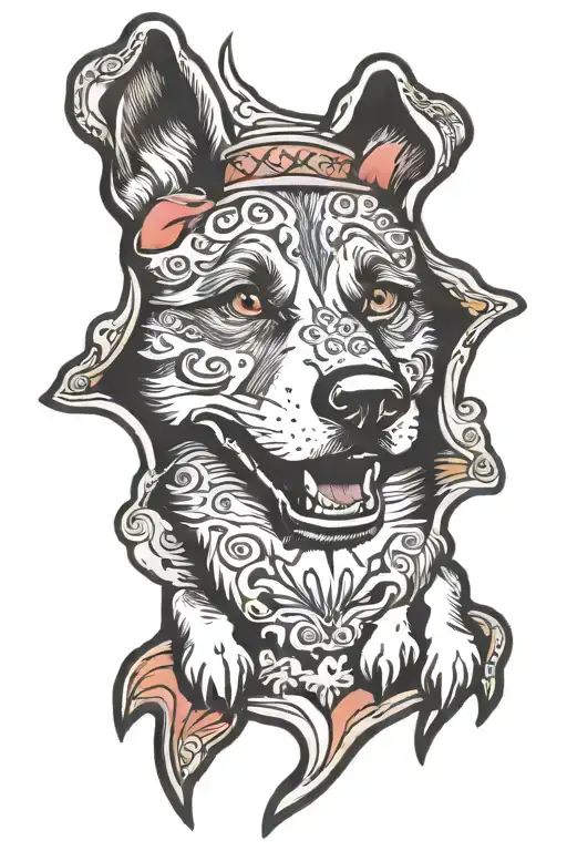 dog paw and nose with rainbowbridge incorporated within tattoo design idea