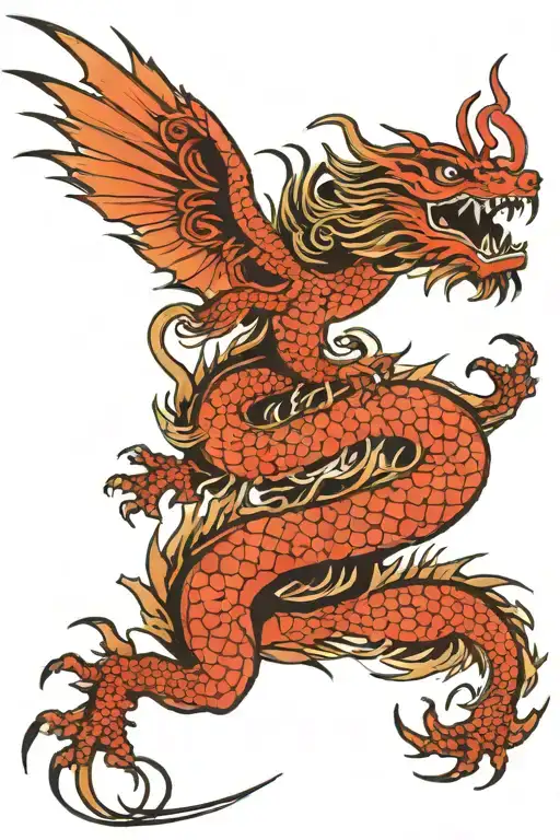 korean dragon flying tattoo design idea