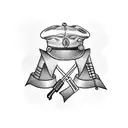 french beret and cane tattoo design idea