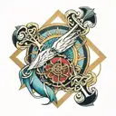 mariners cross intertwined tattoo design idea