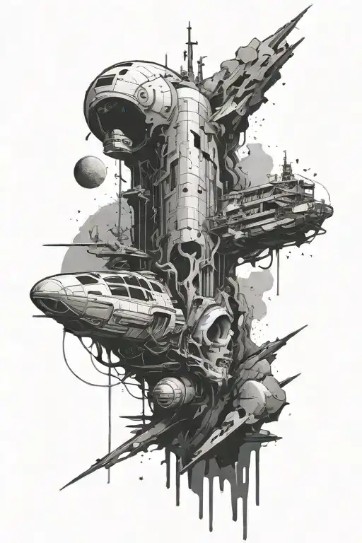 abandoned space stoner   tattoo design idea