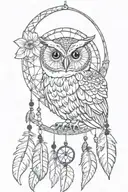 sun moon owl dreamcatcher tattoo design idea