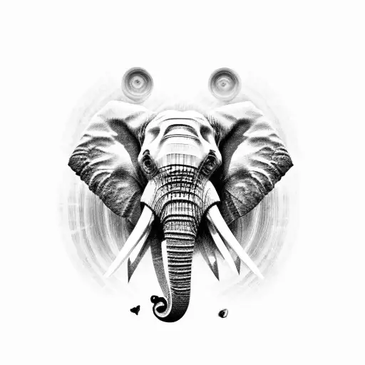 elephant with mullet and tacos and beer tattoo design idea