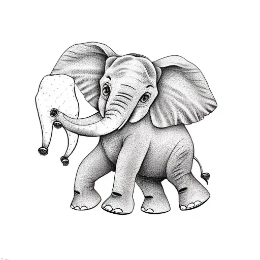 elephant with mullet and tacos and beer tattoo design idea