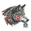 turkish flag and wolf tattoo design idea