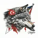 turkish flag and wolf tattoo design idea