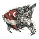 turkish flag and wolf tattoo design idea