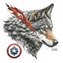 turkish flag wolf tattoo design idea