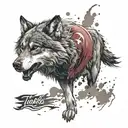 turkish flag wolf tattoo design idea