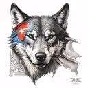 turkish flag wolf tattoo design idea